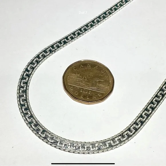 Italian Sterling Silver Greek Key Herringbone Necklace 5.5mm Wide - Picture 3 of 7
